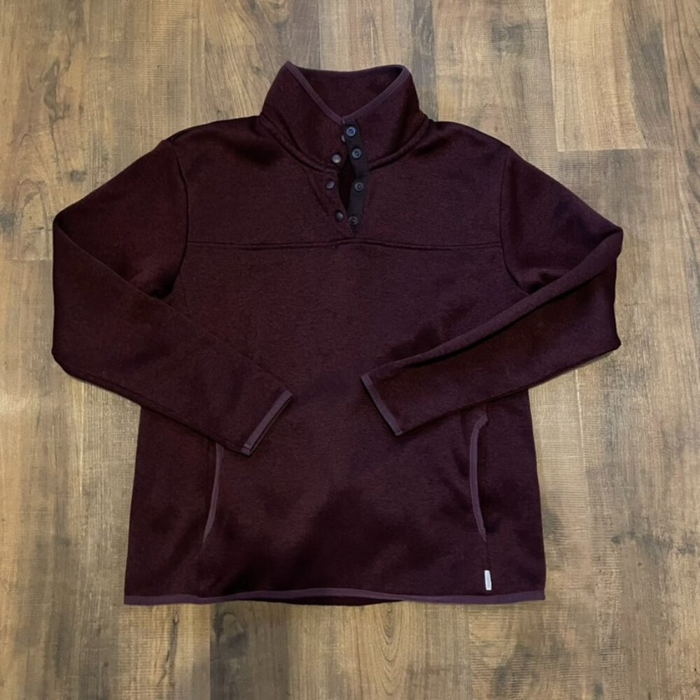 Eddie Bauer Women’s L Burgundy Snap‎ Neck Fleece Pullover Jacket